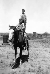 Roy James Blakeley and brother, David Cleveland on horse (May 1938)