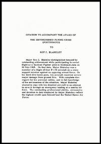 Distinguished Flying Cross Citation - Major Roy J. Blakeley