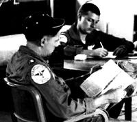 Last known photograph of Captain Roy J. Blakeley; 1Lt. Harold R. Alston is the other pilot seated at the table; Photo taken by Captain Walter "Walt" B. Harris (July 1965)