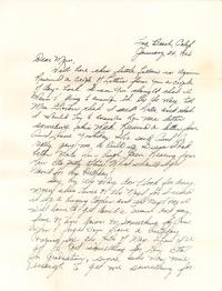 Letter dated January 24, 1947 from Seaman first class (S1c), Roy J. Blakeley to his mother, Violet Blakeley; Page One