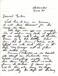 Letter from Captain Roy J. Blakeley to Johnnye Blakeley (June 30, 1965); Page One