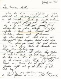 Letter from Captain Roy J. Blakeley to his father and mother-in-law, John Lewis and Edna Ashton (July 16, 1965); Page One