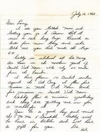 Letter from Captain Roy J. Blakeley to Larry J. Blakeley (July 16, 1965)