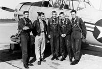 2nd Lt. Roy J. Blakeley with group of fellow students; North American T-6G; 3308th Pilot Training Squadron, Stallings Air Base, Kingston, North Carolina