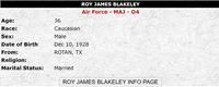 The Vietnam Veterans Memorial Wall USA: Roy James Blakeley