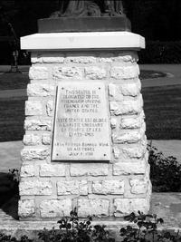 "THIS STATUE IS DEDICATED TO THE FRIENDSHIP UNITING FRANCE AND THE UNITED STATES"; 48TH FIGHTER BOMBER WING, US AIR FORCE, JULY 4, 1956"