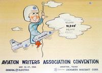 Cartoonish Poster: "Scrappy" (Johnson) riding F-104A Starfighter (55-2957)