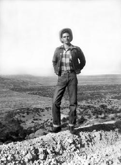 Roy J. Blakeley standing on the edge of "The Caprock"  along US-84 W (approximately 40 miles SE of Lubbock); Garza County, TX (circa 1949; 20 years old). From there, on a clear day, you can see miles and miles of Texas!