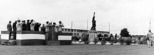 Officials attending the inauguration of the Statue of Liberty replica; Chaumont Air Base, Chaumont, France (July 4, 1956)